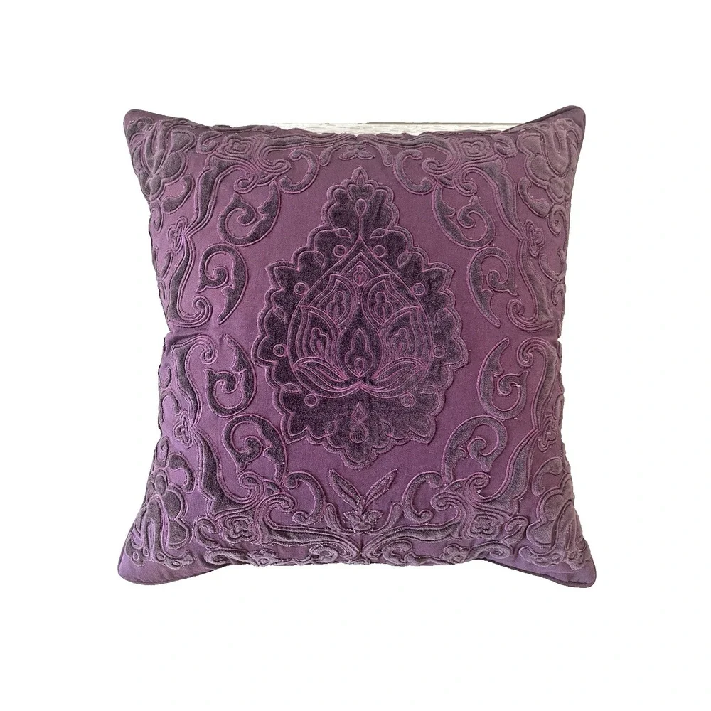 Vtg Ralph Lauren New Bohemian Purple Applique Throw Pillow 18 x 18